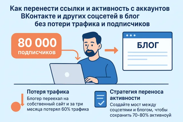 Как перенести ссылки и активность с аккаунтов ВКонтакте и других соцсетей в блог без потери трафика и подписчиков